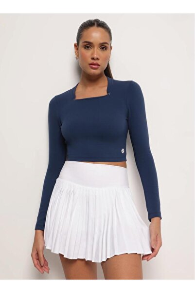 Zaecy Square Neck Top – Dark Denim Blue