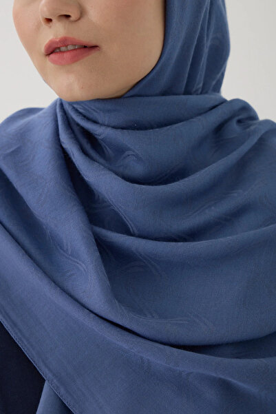 Sereia Women's Islamic Clothing Seasonal Blue Color Jacquard Shawl with Spira...