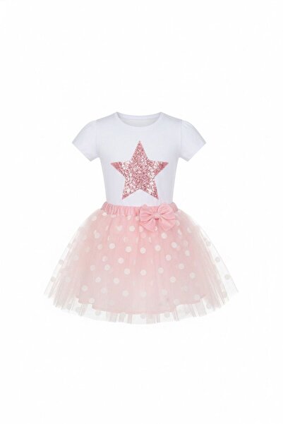 Sereia Girl's Pink Tulle Skirt with Star Detail Badi Special Occasion Costume...