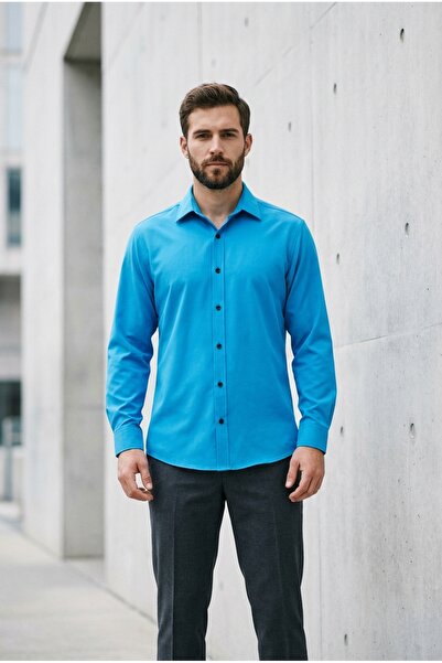 bombe Men's Easy-Iron Oversize Classic Shirt