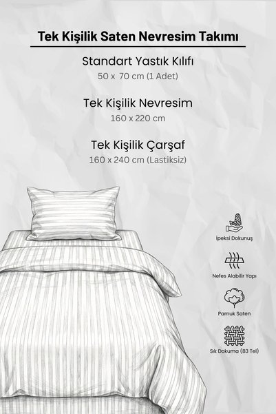 Nart Home طقم غطاء لحاف مخطط من القطن الساتان 210 TC (83 خيط) باللون الأخضر