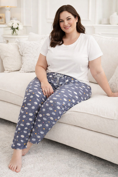 REMSA Large Size Women's Viscose Fabric Combed Cotton Battal Single Pajama Bo...