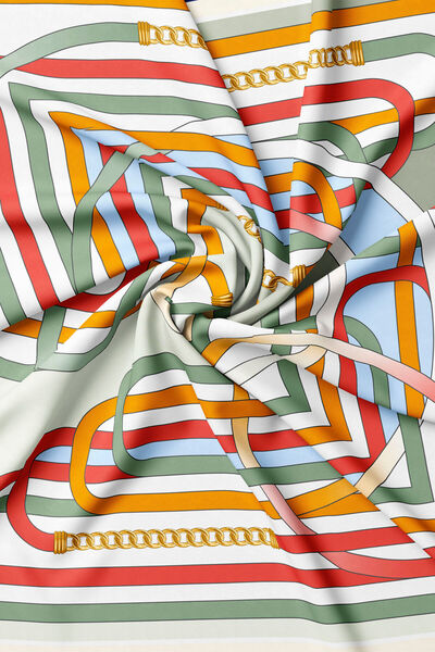 Vakko AÇIK YEŞİL ÇİZGİLİ DESENLİ TWİLL EŞARP