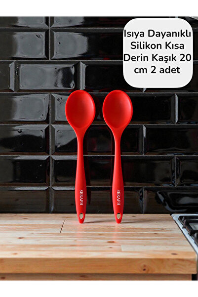 Seraph Sert Uçlu Isıya Dayanıklı Silikon Kısa Derin Kaşık 20 Cm / 2 ADET