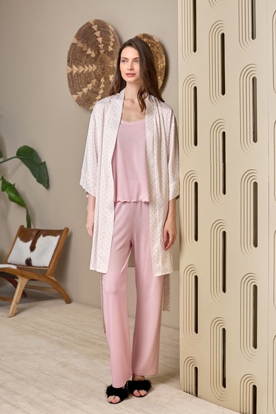 Yulem Homewear Powder Polka Dot Pattern Satin Thin Strap Maternity 3-Piece Pa...