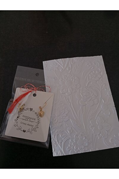 FARA Delicate martisor gold plated earrings and embossed greeting card