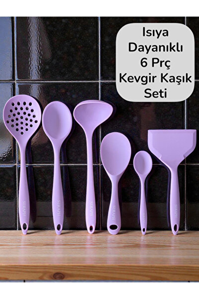 Seraph Isıya Dayanıklı Silikon Kevgir Kepçe Kaşık Spatula Seti 6 Parça