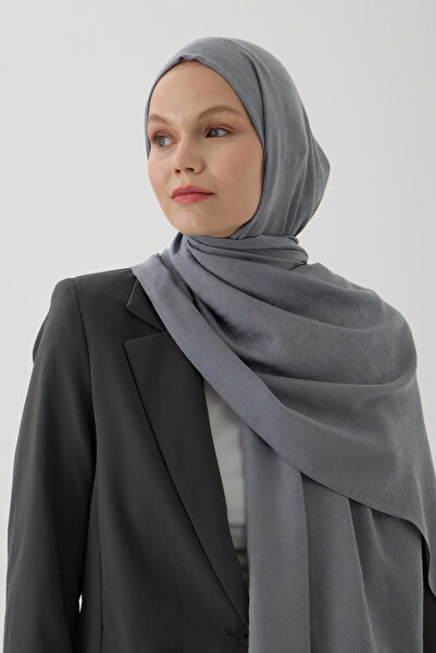 Arseno Γυναικεία Ρούχα Τεσεττούρ Εποχιακά Σκούρο Γκρι Χρώμα Ζακάρ Σάλι με Πλε...