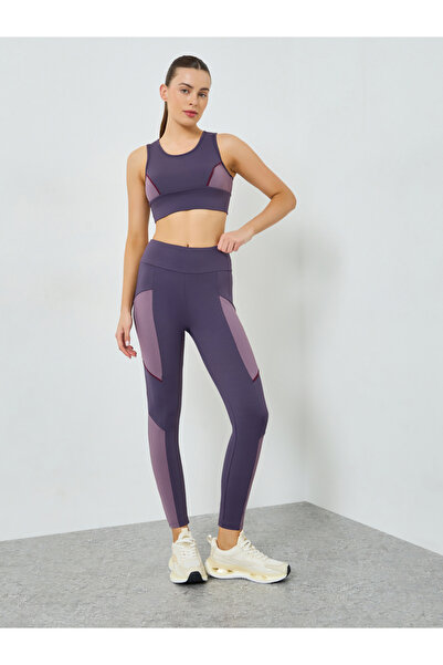 Styli Color Block Contrast Piping Sports Bra and Leggings Set
