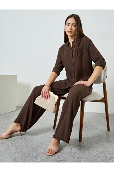 Styli Women Crinkled Oversized Shirt and Pants Co-Ords