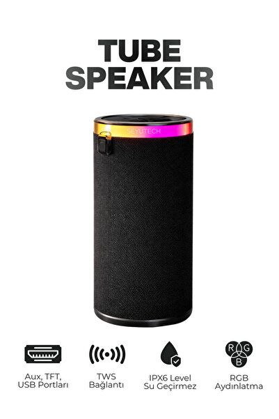 SEYUTECH Bluetooth Hoparlör RGB Işıklı Tft Aux Usb Girişli Ses Bombası Taşına...