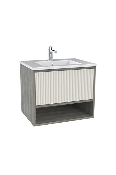 kobos Elegant 60 cm Lavabo Dolabı Grey Oak + Vanilya KB710124
