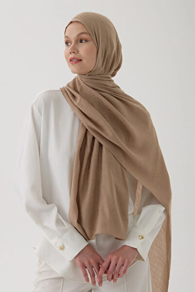 Astra Plus Women's Islamic Clothing Seasonal Dark Beige Color Jacquard Shawl ...