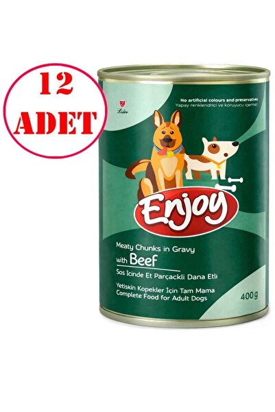 Enjoy Biftekli Köpek Konservesi Sos İçinde Et Parçacıklı 400 Gr 12 Adet