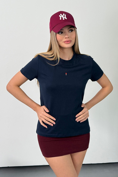 GİYSA Tricou de damă 100% bumbac cu accesorii pentru chei, bleumarin - 26Y 26515