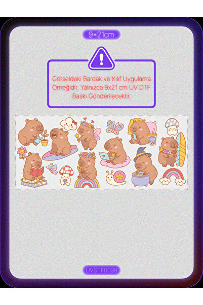 DYENOTE UV DTF Kupa Transfer Baskı - Capybara - Suya Dayanıklı Sticker (Mug W...