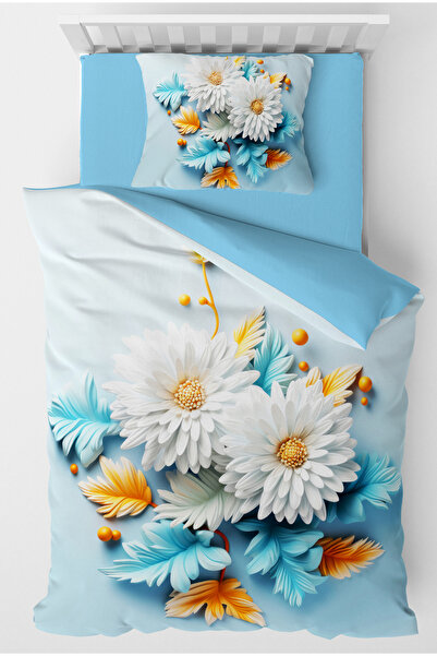 MonoHome 100% Cotton Ranforce Çeyizlik Luxury 5D Digital Single Duvet Cover S...