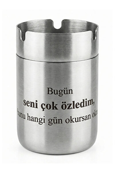 Dev3dtech Paslanmaz Çelik Kapaklı Araç Küllüğü | Cafe Küllüğü | Lazer İşlemel...