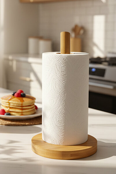 Snippy Nora Round - Bamboo Upright Napkin Holder Paper Towel Holder Round Rol...