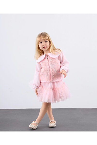 le petit sole Kız Çocuk Tütü Etek İşleme Detaylı Ceket Takım