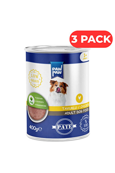 PawPaw Set 3 x Hrană umedă pentru câine adult, premium, cu pate de pui, 400g,...