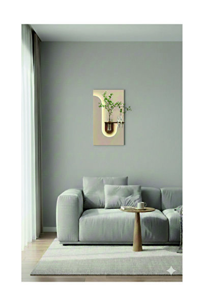 dedeler dekor PİLLİ LEDLİ İSKANDİNAV TARZI dekoratif tablo 60x40 modern saksı...