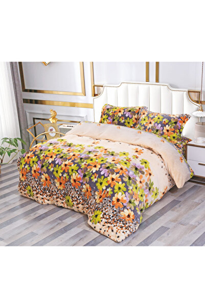 FIONNA.RO Lenjerie Cocolino 4 Piese Cu Elastic - Crem Cu Floricele