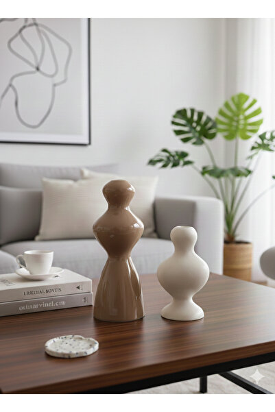 ELBUCOLECTION Set de 2 sfeșnice moderne ondulate, decorativ, cadou