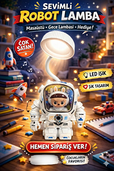 EVENT Sevimli Robot LED Masa Lambası Çocuk Odası Gece Lambası Dekoratif Masa ...