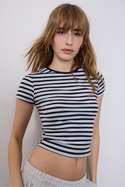 Stradivarius Basic slim fit striped T-shirt