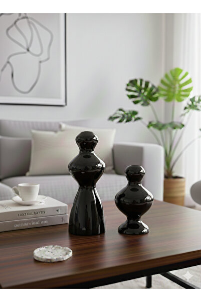 ELBUCOLECTION Set de 2 sfeșnice moderne ondulate, decorativ, cadou