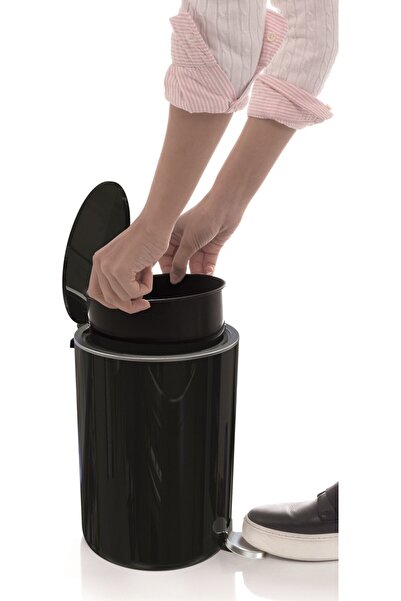 Prima Nova Coș de gunoi cu pedală Primanova Lenox, perie WC, negru, set de 2