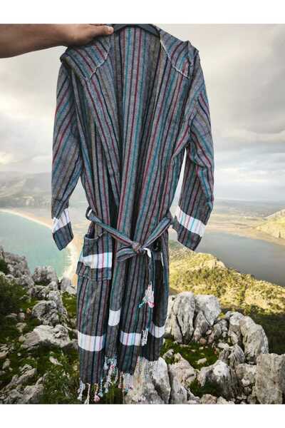 Netodak Double Color Soft Textured Unisex Hooded Belted Bathrobe Beach