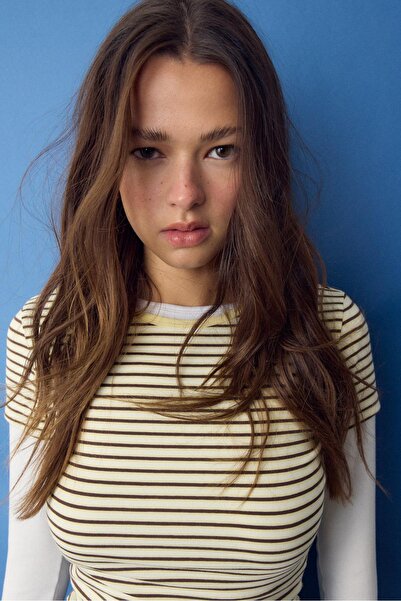 Stradivarius Basic slim fit striped T-shirt