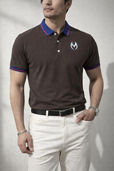 STITCH by MH Classic Olive Polo T-shirt with Royal Blue Contrast Collar