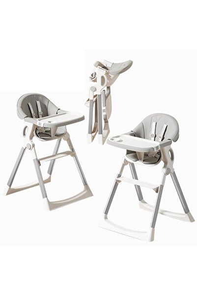 Little Mom Scaun de masa pentru copii grey, sistem anti-ridicicare, centura d...