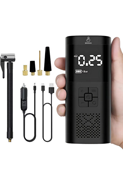 BRAGUS Compresor auto 3 in 1, 6000 mAh, power bank 150PSI, debit 20L, 4 acces...