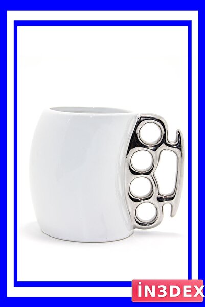 İN3DEX Modern Porcelain Mug with Silver Detail