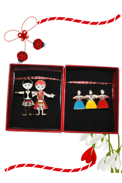 LOL Set of 2 Traditional Romanian Martisor Brooches – folk motif