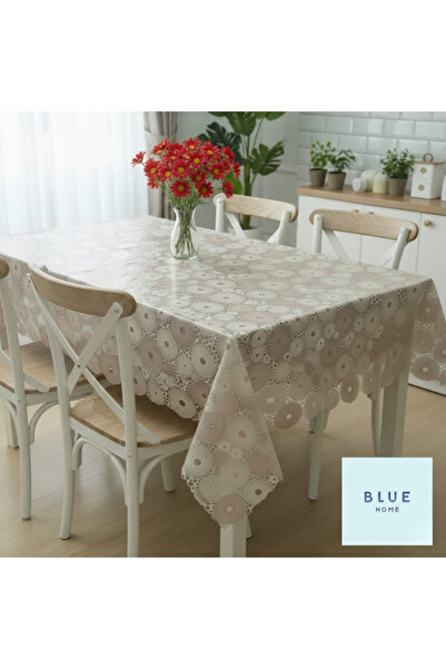 Blue Home Față de masă cu aspect de dantelă din PVC, ușor de curățat, anti-al...