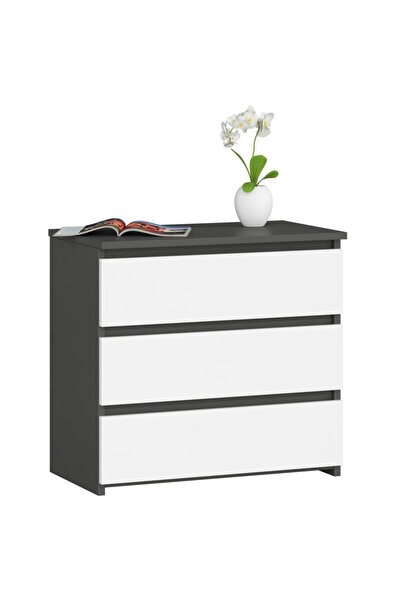 SERSIMO Comodă CL3 CLP cu 3 sertare, 60x35x57 cm, gri grafit și alb
