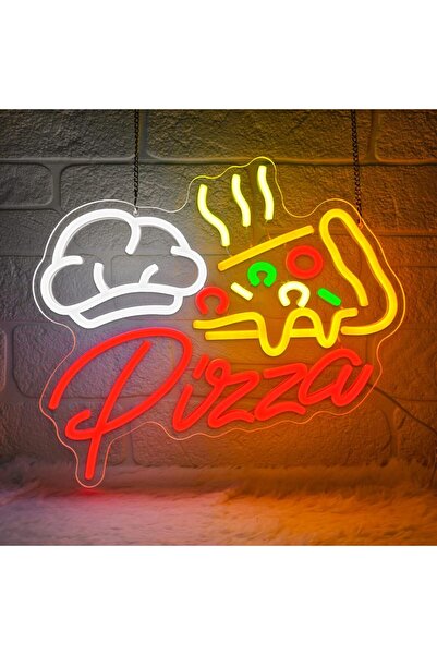 Slasa Pizza Neon Sign with 6mm Acrylic Base – Restaurant Wall Decor 37×33 cm