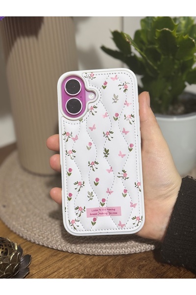 daystar Premium Inflatable Quilted Phone Case with Butterfly and Flower Patte...