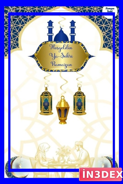 İN3DEX Ramadan Themed Navy Blue Pendant Ornament, Decor for a Spiritual Atmos...