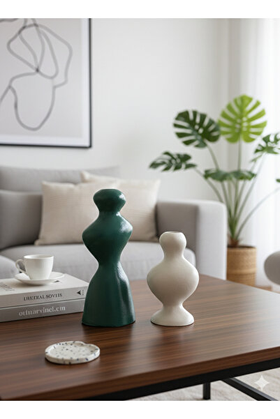 ELBUCOLECTION Σετ 2 μοντέρνων κυματιστών κηροπηγίων, διακοσμητικό ειδώλιο, δώρο