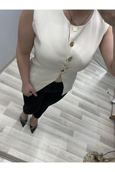 Loves Butik Premium Seri Tasarım Düğme Detaylı Yelek