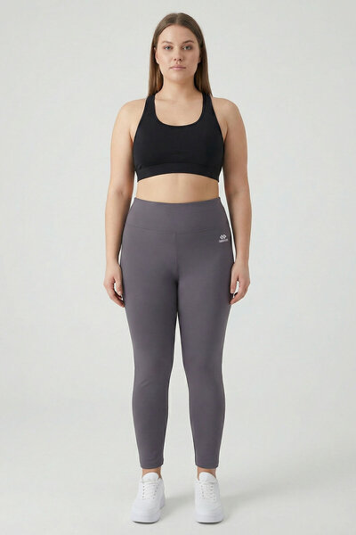 TOMMY LIFE Dark Gray High Waist Slimming Plus Size Women's Tights - 94650