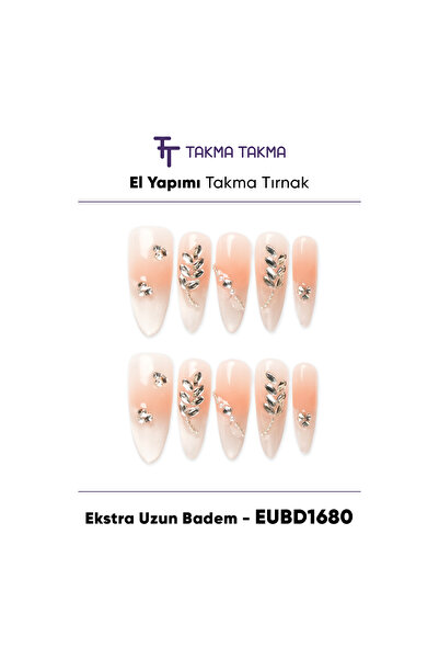 Takma Takma Takma Tırnak Nail Art Ten Rengi S Beden Extra Uzun Badem 10'lu El...