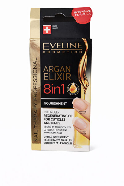 Eveline Cosmetics Ulei pentru cuticule și unghii Argan Elixir 8in1, 12 ml