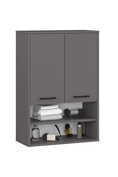 SERSIMO Dulap de baie montat pe perete, cu 2 uși și 2 rafturi deschise, PAL d...